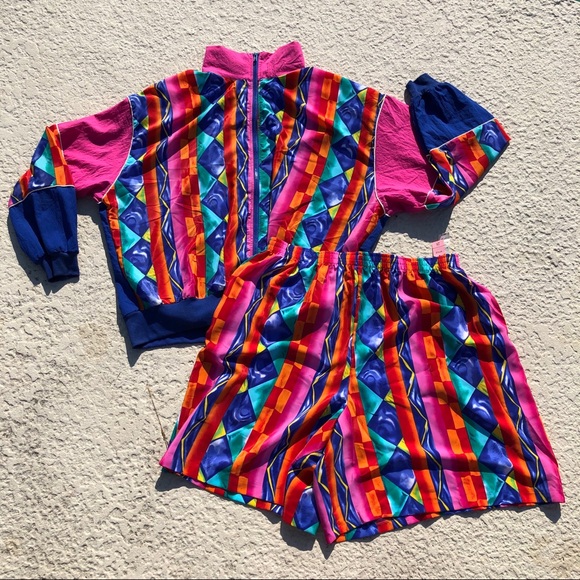 Vintage Jackets & Blazers - Vintage Windbreaker & Shorts Set